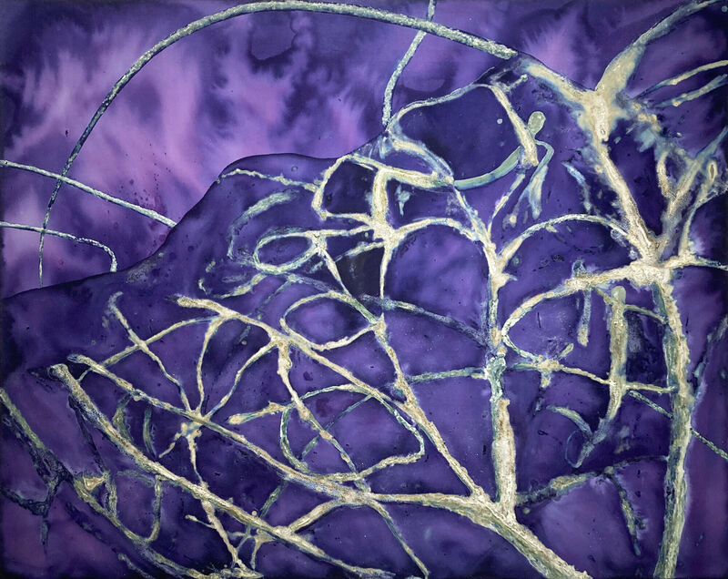 Trajektorie, 160 x 120 cm, Organická a anorganická barviva na plátně, 2025 Trajektorie, 160 x 120 cm, Organická a anorganická barviva na plátně, 2025